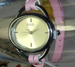 Armbanduhr, oval, Lederarmband, Geschenk, Damen, Mädchen, in Pink
