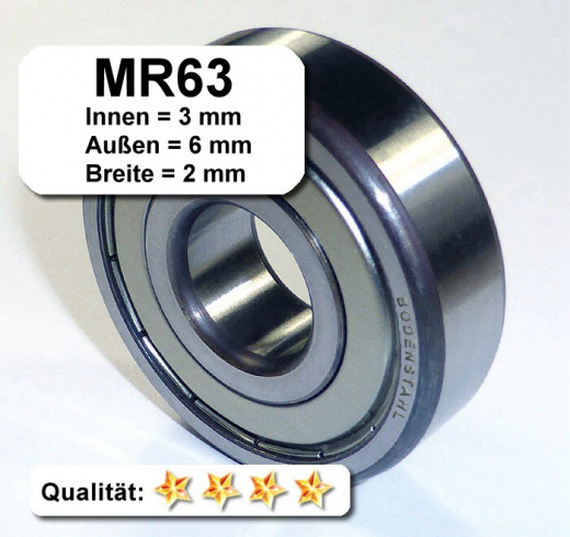 Radiales Rillen-Kugellager MR63 open - 3 x 6 x 2 mm