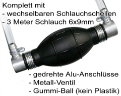Pumpball 6mm 2xquer, Typ C, Benzinpumpe mit 3m Schlauch + Schlauchklemmen